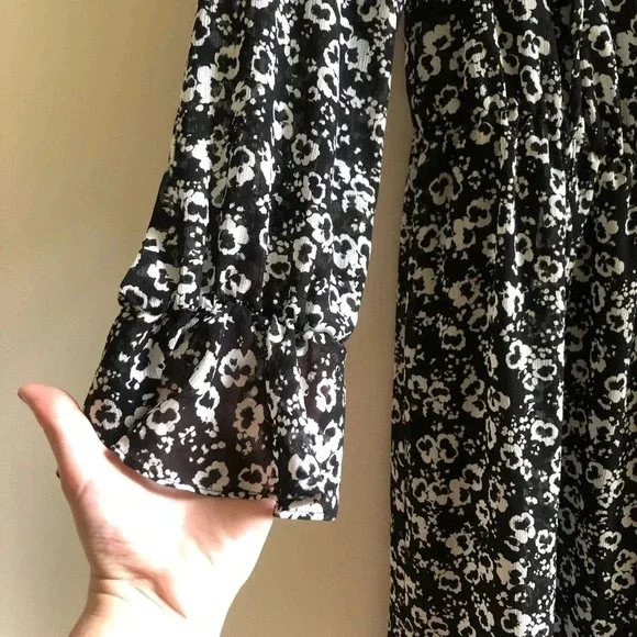 J. Crew Floral Chiffon Ruffle Sleeve Spring Prairie Tie Dress Small - Picture 7 of 8
